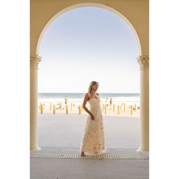 ELLIATT Livia Strapless Maxi Dress Yellow Wedding Guest Cocktail size S  NWT - Picture 1 of 7